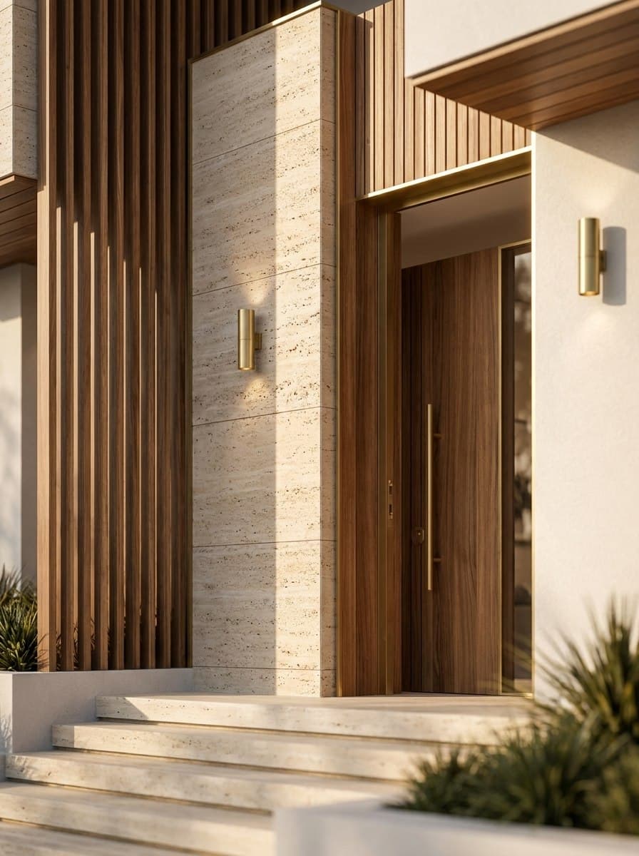 Material swap on a building facade with the Materials tool