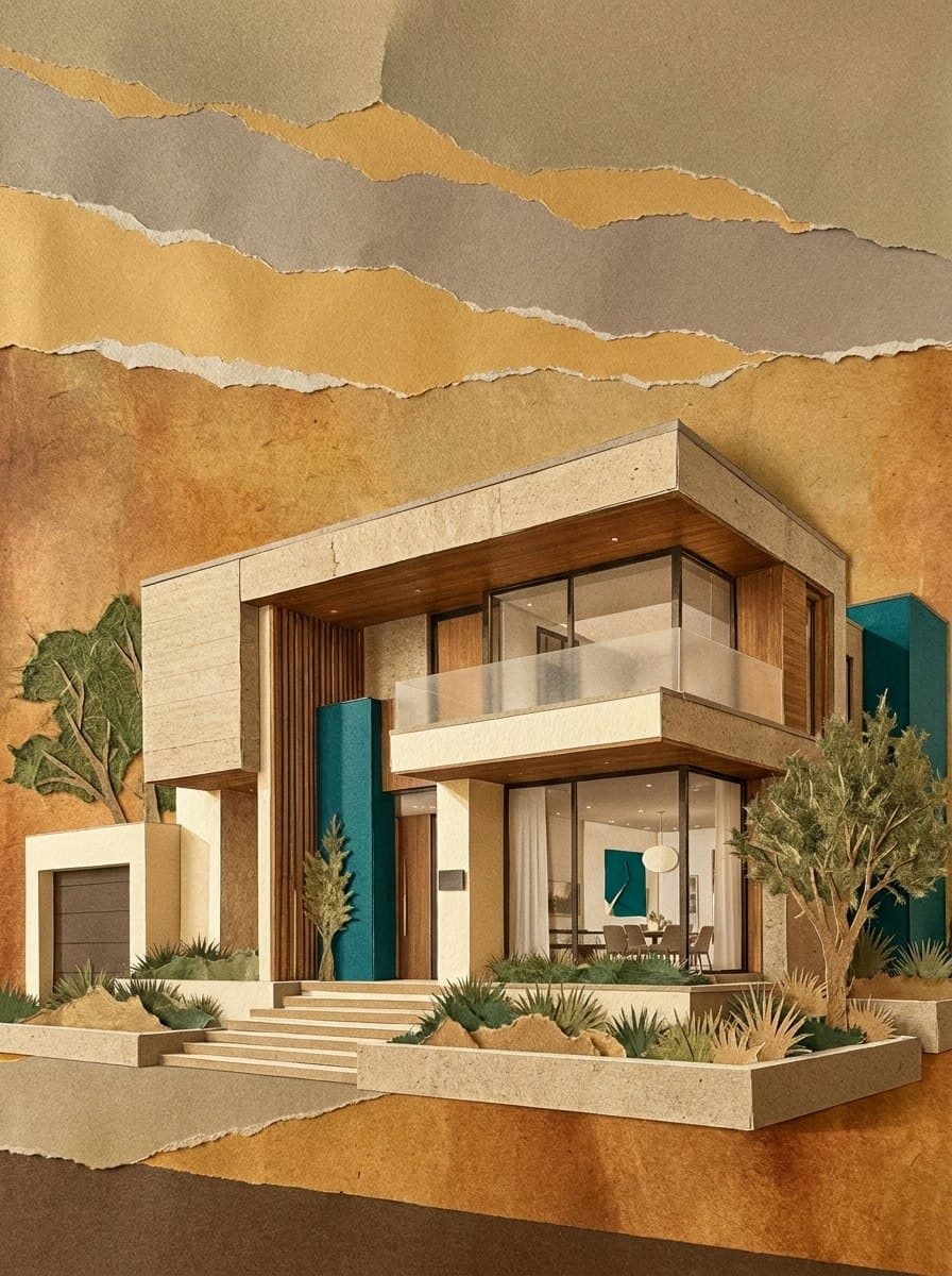 Architectural blueprint drawing with indigo background and white linework